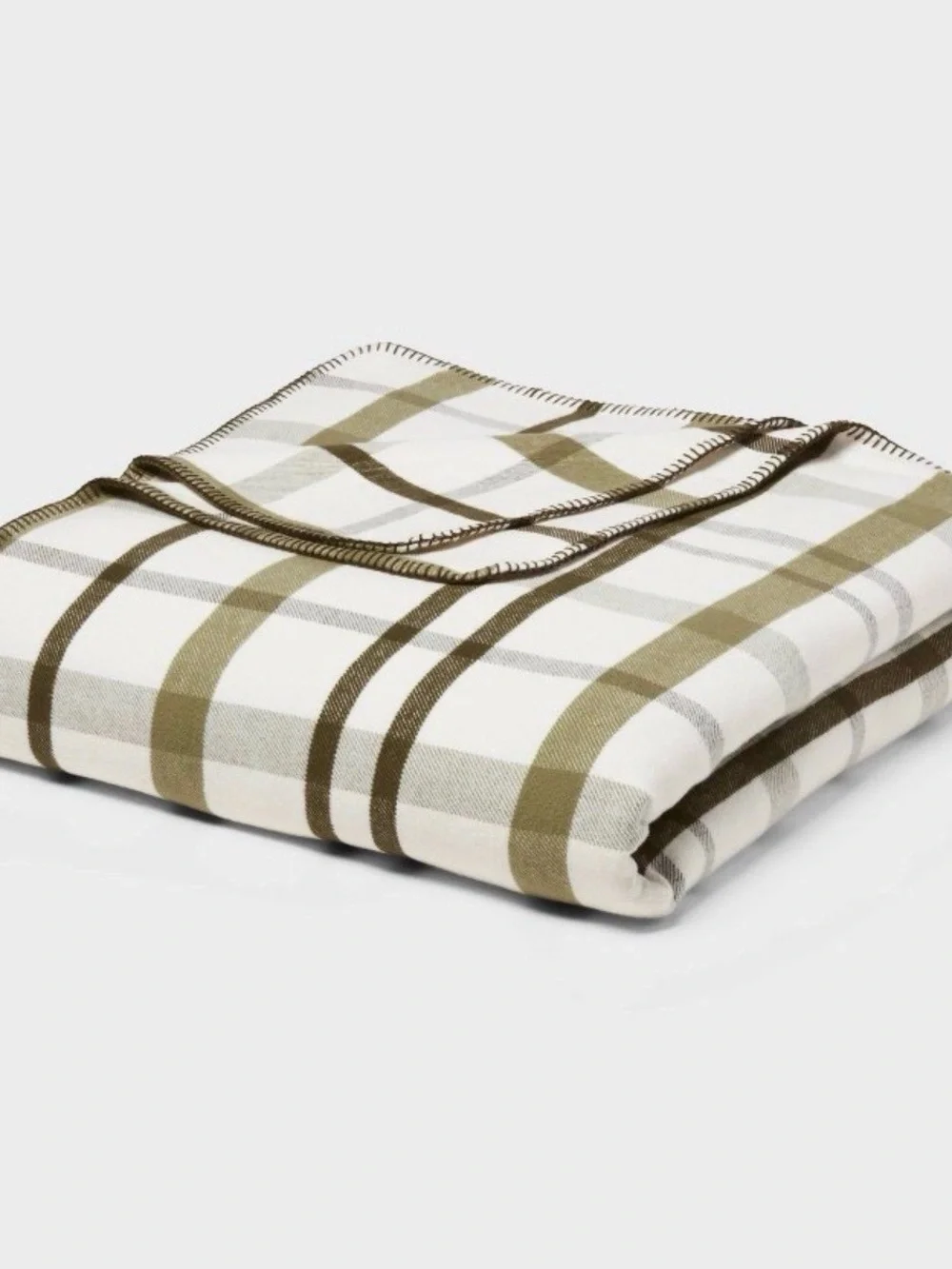 Full/Queen Brushed Cotton Blanket Green Plaid - Threshold™